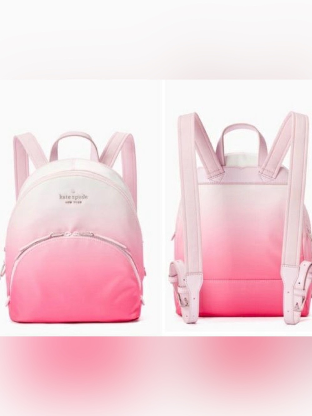 KATE SPADE NEW YORK Karissa Nylon Degrade Pink Ombré Medium Backpack Chic NEW